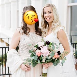 Modern Art Deco Geometic Beaded Bodice Gown